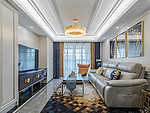 146平米轻奢风格三室客厅装修效果图，吊顶创意设计图