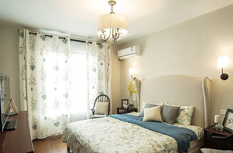 140平米美式风格三室卧室装修效果图，背景墙创意设计图