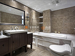 645平米美式风格三室卫生间装修效果图，墙面创意设计图