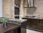 123平米美式风格三室厨房装修效果图，橱柜创意设计图