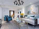 170平米美式风格三室客厅装修效果图，背景墙创意设计图