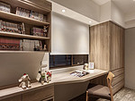 97平米北欧风格三室书房装修效果图，书柜创意设计图