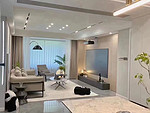 102平米现代简约风三室客厅装修效果图，电视墙创意设计图