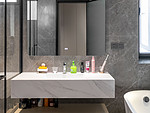 68平米轻奢风格别墅卫生间装修效果图，盥洗区创意设计图