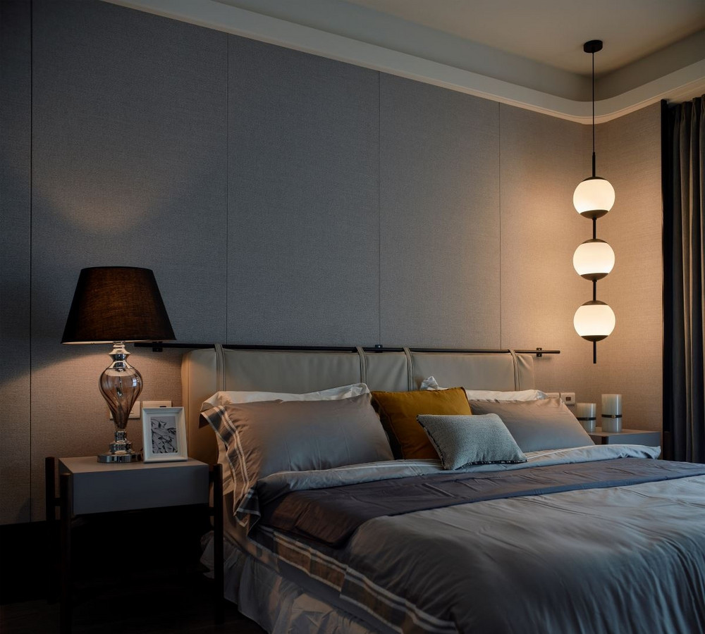 186平米现代简约风四室卧室装修效果图，照片墙创意设计图
