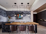186平米现代简约风四室餐厅装修效果图，照片墙创意设计图