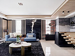 106平米现代简约风四室客厅装修效果图，照片墙创意设计图