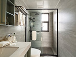 79平米美式风格三室卫生间装修效果图，盥洗区创意设计图