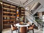 104平米轻奢风格别墅餐厅装修效果图，餐桌创意设计图