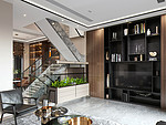 387平米轻奢风格别墅客厅装修效果图，楼梯创意设计图