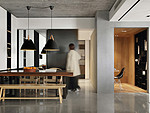 75平米现代简约风三室餐厅装修效果图，灯饰创意设计图
