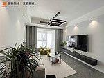 102平米现代简约风三室客厅装修效果图，沙发创意设计图