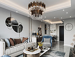 210平米轻奢风格别墅客厅装修效果图，灯饰创意设计图