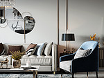 266平米轻奢风格别墅客厅装修效果图，沙发创意设计图