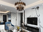 118平米轻奢风格别墅客厅装修效果图，灯饰创意设计图