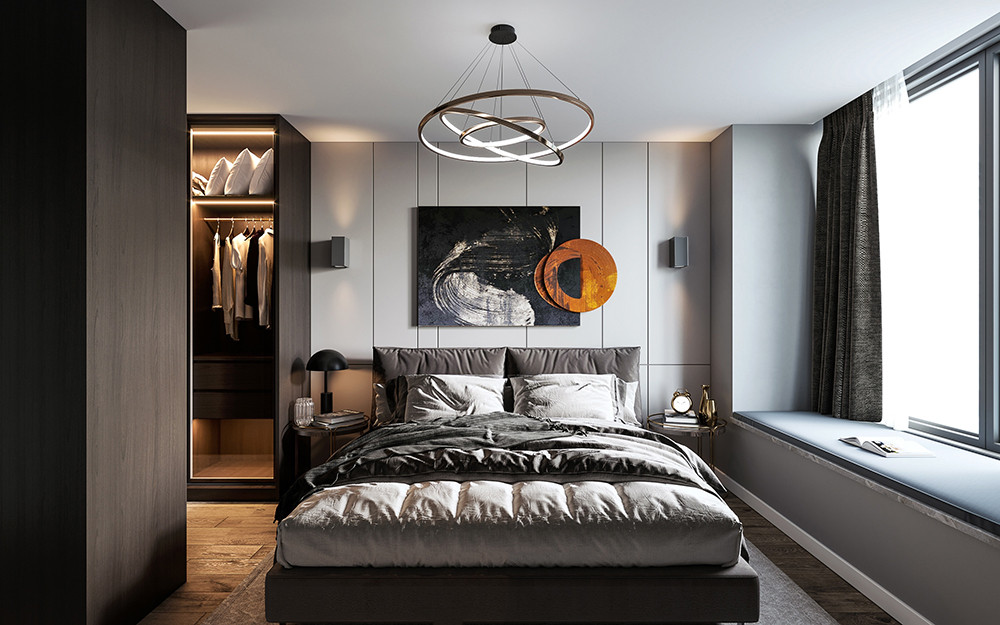 387平米轻奢风格别墅卧室装修效果图，软装创意设计图