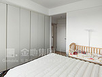 128平米现代简约风三室卧室装修效果图，书柜创意设计图