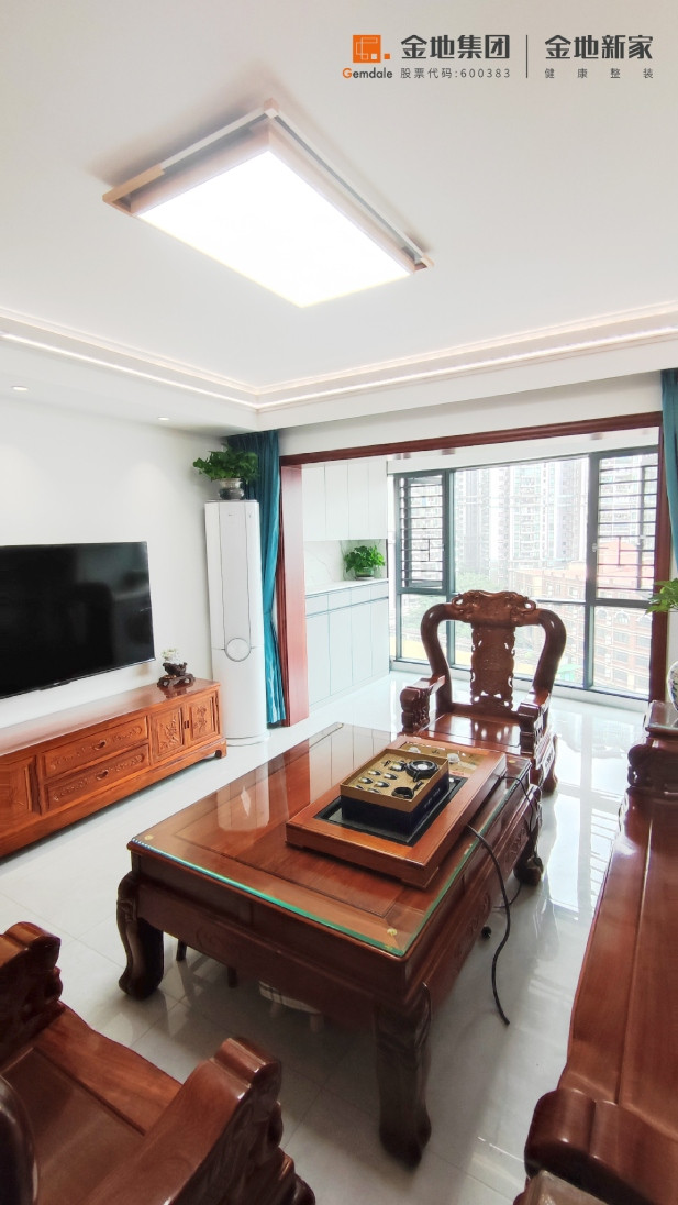 100平米新中式风格三室客厅装修效果图，沙发创意设计图
