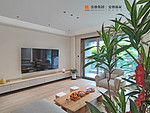 77平米日式风格三室客厅装修效果图，电视墙创意设计图