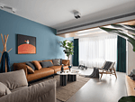 80平米现代简约风三室客厅装修效果图，沙发创意设计图