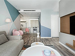 108平米北欧风格三室客厅装修效果图，地板创意设计图