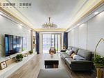 103平米轻奢风格三室客厅装修效果图，门窗创意设计图
