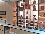 160平米现代简约风三室茶室装修效果图，置物柜创意设计图