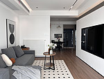 102平米现代简约风二室客厅装修效果图，沙发创意设计图