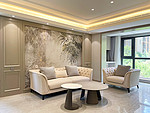 126平米美式风格复式客厅装修效果图，沙发创意设计图