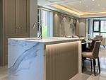 97平米美式风格复式厨房装修效果图，吧台创意设计图