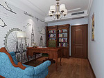 180平米美式风格五室书房装修效果图，墙面创意设计图