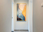 143平米现代简约风三室走廊装修效果图，照片墙创意设计图