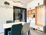 80平米现代简约风三室餐厅装修效果图，收纳柜创意设计图