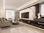 104平米现代简约风四室客厅装修效果图，电视墙创意设计图