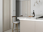 103平米轻奢风格二室厨房装修效果图，吧台创意设计图