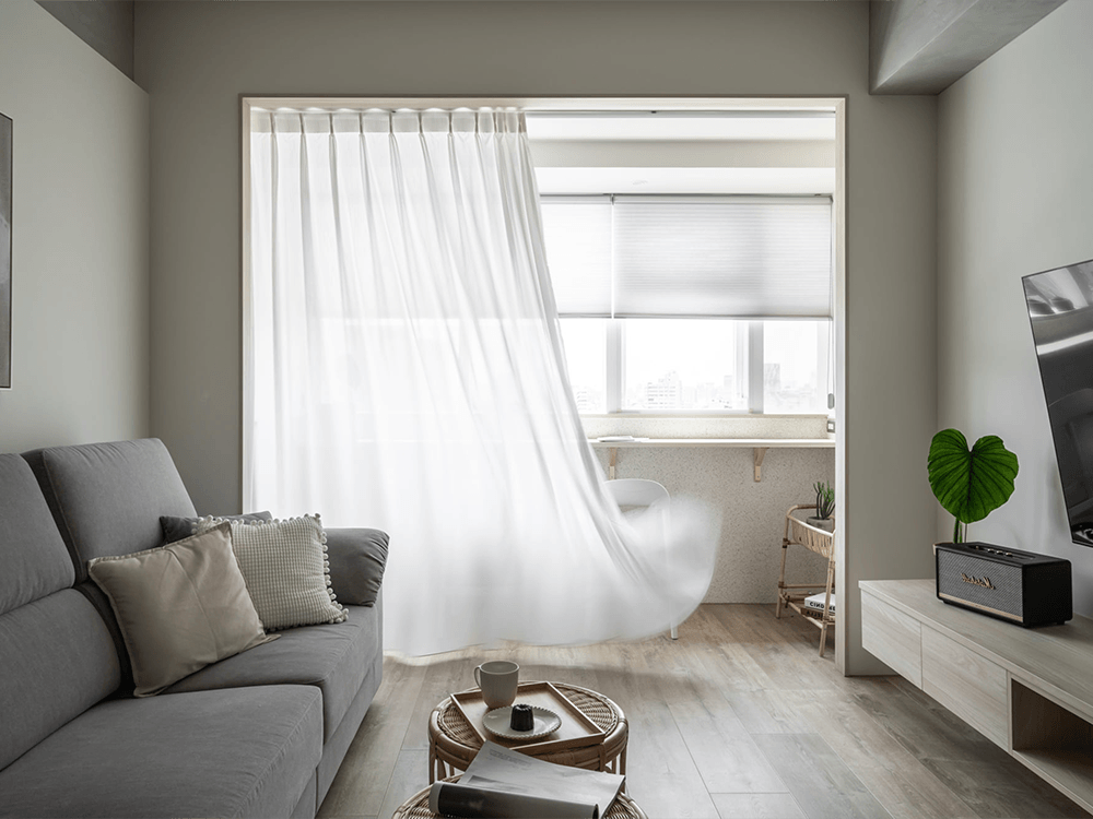108平米现代简约风二室客厅装修效果图，飘窗创意设计图