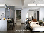 120平米现代简约风复式客厅装修效果图，飘窗创意设计图