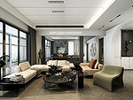 120平米现代简约风复式客厅装修效果图，飘窗创意设计图