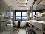 105平米新中式风格别墅卫生间装修效果图，盥洗区创意设计图