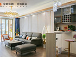 108平米轻奢风格三室客厅装修效果图，背景墙创意设计图