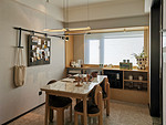 86平米现代简约风三室餐厅装修效果图，餐桌创意设计图