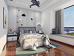 106平米新中式风格三室儿童房装修效果图，收纳柜创意设计图