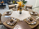 96平米现代简约风四室餐厅装修效果图，餐桌创意设计图