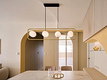 69平米现代简约风三室餐厅装修效果图，餐桌创意设计图