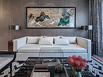 90平米新中式风格五室客厅装修效果图，沙发创意设计图