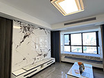 85平米现代简约风三室客厅装修效果图，地板创意设计图