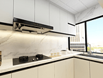 136平米轻奢风格四室厨房装修效果图，橱柜创意设计图