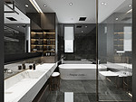 150平米现代简约风三室卫生间装修效果图，盥洗区创意设计图