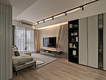 83平米现代简约风二室客厅装修效果图，收纳柜创意设计图