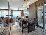 90平米新中式风格五室餐厅装修效果图，餐桌创意设计图